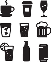 Obraz premium PrintCollection of beverage icons in silhouette