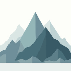 Abstract mountain range illustration with geometric shapes in muted blue and gray tones