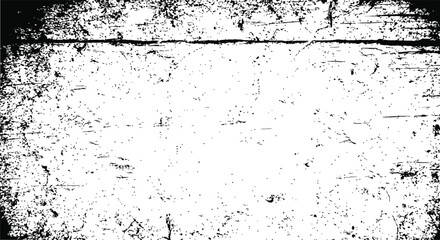 Distressed Grunge Black and White Vector Texture Overlay with Scratches and Dust Isolated on Transparent Background