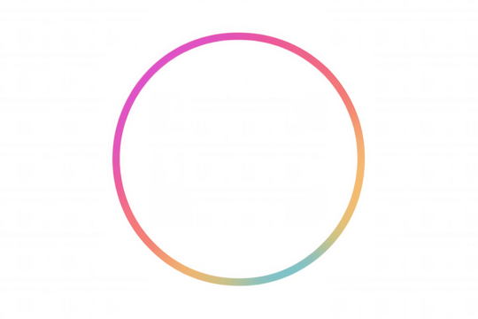 Abstract gradient color glowing circle ring frame creating geometric shape on transparent background