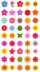 Obraz premium A vibrant collection of colorful flower illustrations, diverse types
