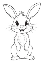 educational editable animal coloring page of cute simple bunny without bow, iso size print ready vector lineart