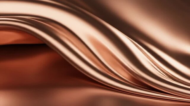 Abstract flowing copper fabric with smooth waves and soft lighting creating a luxurious and elegant background texture suitable for premium applications