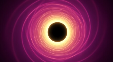 A vivid visual of a theoretical black hole, displaying swirling light and the singularity's darkness