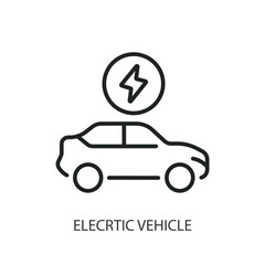 Electric vehicle thin line vector icons.