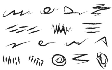 Chalk texture stain set. Hand drawn chalk background doodle effect stain collection for crayon brush design, scratch frame shape. Crayon texture pencil effect. Vector illustration