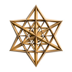 Intricate golden starburst geometric pattern on black background.