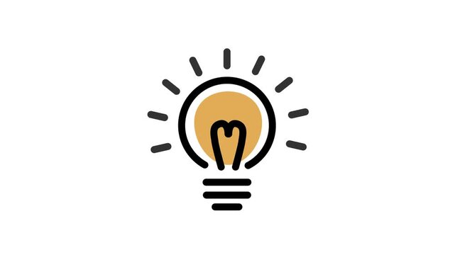 Idea icon motion animation on white background, Electric Bulb Animation