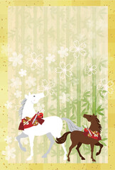 午　年賀状　干支　背景