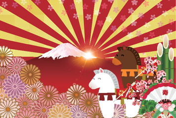 午　年賀状　干支　背景