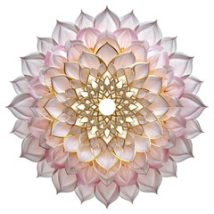 Intricate geometric pattern of layered petals with golden accents.