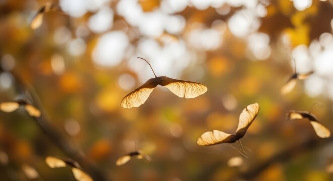 Autumn Symphony - Maple Seeds Dancing in the Sunlight.