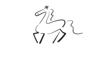 Fototapeta premium 墨絵のスタイリッシュな馬 2026 モノクロ・正月素材