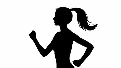 Dynamic silhouette of a woman running with determination, perfect for fitness, health, and wellness campaigns showing strength and motivation in vector style