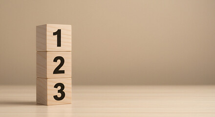 Minimalist Ranking Concept With Numbered Wooden Blocks
