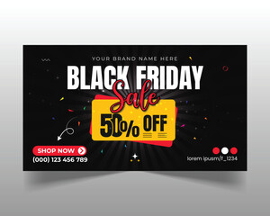 black friday sale social media post design and web banner template