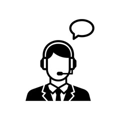 Illustration of a customer service representative with headset and speech bubble icon design vector