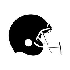 A stylized black and white illustration of a football helmet with a face mask on a white background