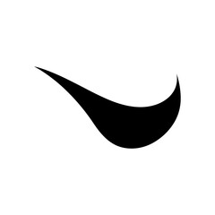 A simple black curved shape design isolated on a white background with a sleek and modern aesthetic look