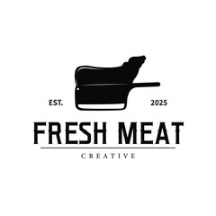 butchery logo meat cutting simple black silhouette meat illustration for template illustration design