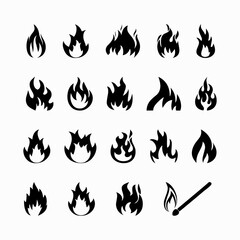 Flames icon fire vector hot heat warm flammable sign