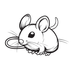 black and white sketch cartoon illustration of mouse with fast response time