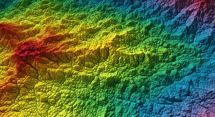 Colorful Topographic Map Depicting Mountainous Terrain