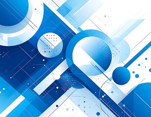 Abstract geometric digital art composition using vibrant blue gradient shapes on a white backdrop