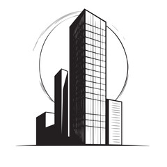 vector outline line art illustration  of desktop tower with sleek aesthetics