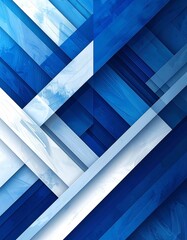 Fototapeta premium Abstract design with layered geometric shapes of blue and white, creating depth and movement
