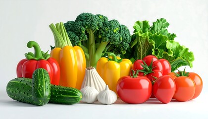 Vibrant assortment of freshly picked, colorful vegetables and fruits