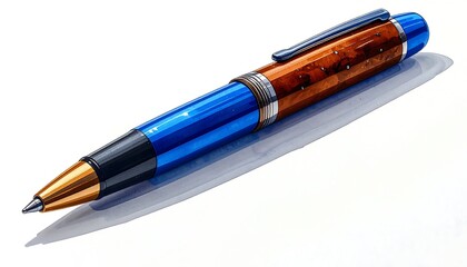 A detailed illustration of a luxury pen on a stark white background