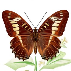 A detailed, symmetrical illustration of a butterfly with intricate wing patterns