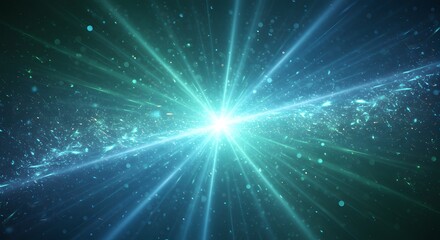 Naklejka premium Abstract digital art depicting a radiant light burst, surrounded by glowing particles and streaks