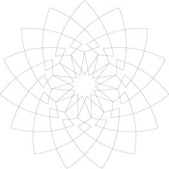 Abstract geometric symmetrical pattern of black dots and lines on a transparent background resembling a snowflake or mandala design in a minimalist style