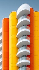 Modern Building Facade, vibrant and architectural, representing contemporary urban design and optimistic living