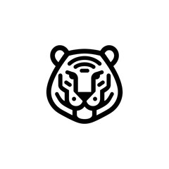 Modern Minimalist Tiger Head Logo Symbol Design