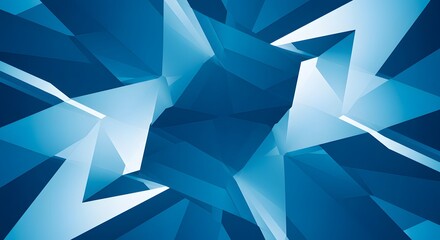 Abstract geometric pattern of blue shards converging, forming a symmetrical design