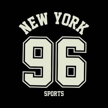 college  New York  slogan print for graphic tee t shirt or sweatshirt - Vector