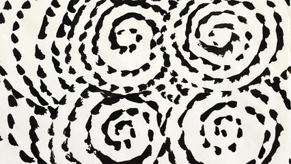 swirling lines drawn with ink and brush, spiral lines drawn with a brush, background material with lace-like patterns, hand-drawn brush painting