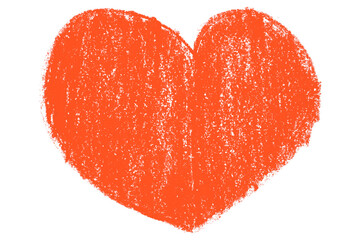 Valentine's Day chalk crayon red heart illustration isolated on transparent background