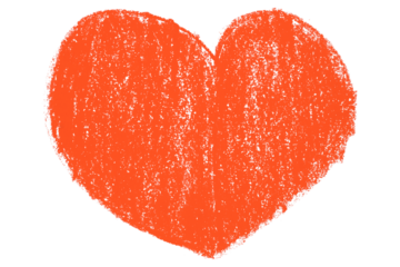 Valentine's Day chalk crayon red heart illustration isolated on transparent background