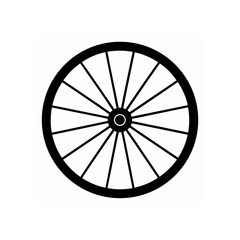 Illustration of a simple bicycle wheel icon on transparent background silhouette