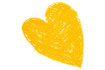 Valentine's Day Chalk Yellow Heart Shape Illustration Isolated on Transparent Background