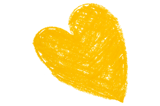 Valentine's Day Chalk Yellow Heart Shape Illustration Isolated on Transparent Background