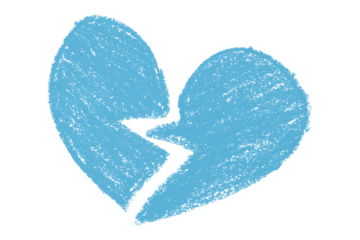 Valentine's Day Chalk Crayon Light Blue Heart Shape Illustration Isolated on Transparent Background
