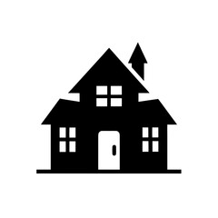 Fototapeta premium Silhouette of a house with chimney and door on transparent background