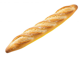 Golden baked crusty bread loaf isolated on a transparent background