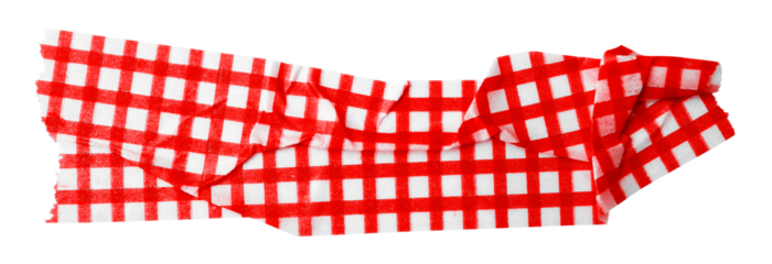 red patterned sticker paper tape isolated on transparent background