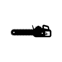 Silhouette of a chainsaw on white background on transparent background